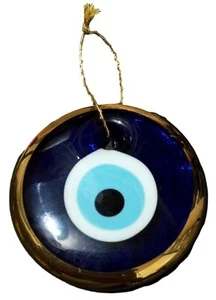 Türkischer Nazar blau böser Blick Wandhängend 4" Anhänger goldene Farbe augenförmig - Bild 1 von 2