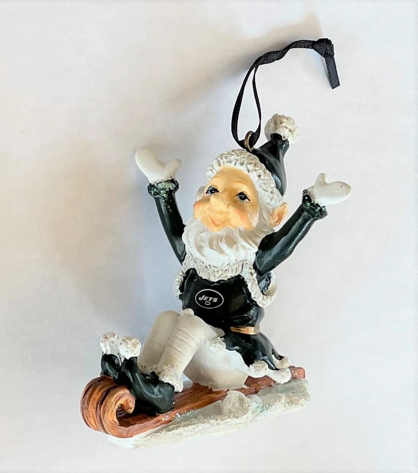 NFL New York Jets Elfo en Trineo Árbol de Navidad Adorno Decoración Fútbol Foto 1 de 1