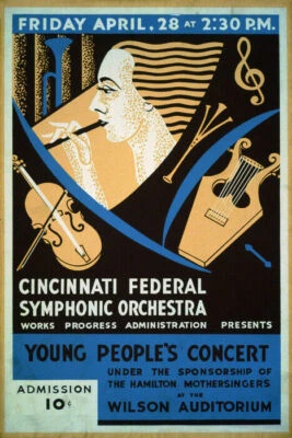 CINCINNATI SYMPHONY ORCHESTRA YOUNG PEOPLE'S CONCERT MUSIC VINTAGE POSTER REPRO - Image 1 of 3
