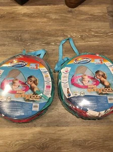 Lot Of 2 SwimWays Baby Spring Float Canopy Pink Mermaid Unicorn 9-24 Month 1094 - Picture 1 of 8
