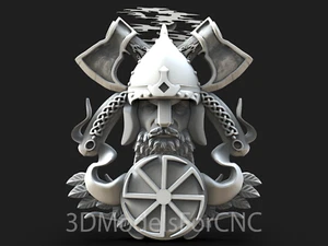 3D Model STL File for CNC Router Laser & 3D Printer Slavic Warrior with Axes - Picture 1 of 1