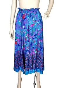 Vintage 100% Silk Colorful Wearable Art Floral Geometric Maxi Skirt Diane Freis - Picture 1 of 11