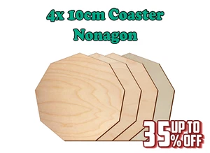 Wooden Coaster Shape Nonagon Set of 4, Craft Art Gift Decoupage - Picture 1 of 2