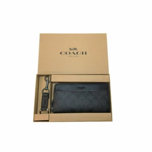 Coach Boxed Accordion Wallet Gift Set in Signature Canvas Black Oxblood F41345 - Picture 1 of 8