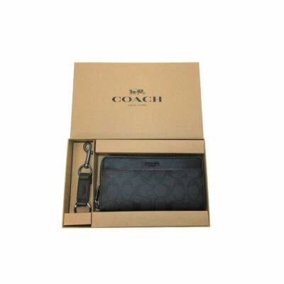 Coach Boxed Accordion Wallet Gift Set in Signature Canvas Black Oxblood F41345 - Image 1 of 4