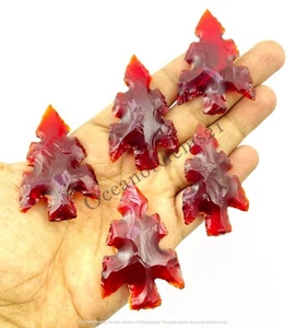 Manmade Red Garnet Double Cut Arrowhead Crystal, 4 Pieces Loose Gemstone - Picture 1 of 8