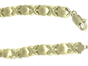 DAMEN Stampato Hugs & Kisses ARMBAND, massiv 14 KY GOLD, 5,8 MM BREIT 7,25 Zoll - Bild 1 von 5