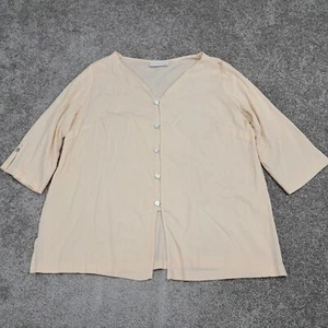 First Issue Women's Shirt V Neck Button Lightweight Beige X-Large Measured - Picture 1 of 6