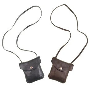 LOT x2 Cody Wyoming Custom Leather Co Small BISON Leather Pouch Sack Bag Purse - Picture 1 of 7