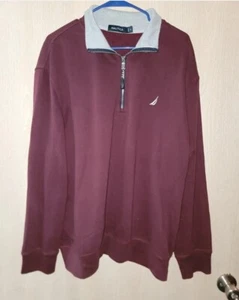 Men's NAUTICA Burgundy Collard Sweatshirt Size XLARGE - Picture 1 of 4