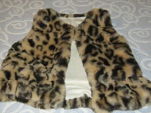 Girl's Brown Black Leopard Print Faux Fur Vest, Size 4 - Picture 1 of 2