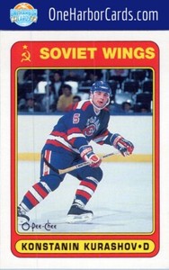 1990 O-Pee-Chee Soviet Wings Hockey Card #469 Konstantin Kurashov