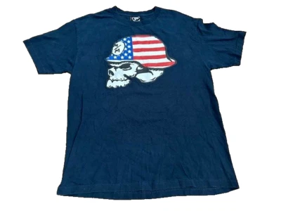Camiseta Metal Mulisha Para Hombres Azul Marino Bandera Americana Gráfica Calavera Algodón Grande L Foto 1 de 4