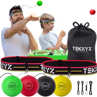 MARKENLOS Reflexball Herausforderer BRG Family Pack 4 Boxbälle mit Stirnband für Boxing DE