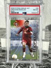 Cristiano Ronaldo Futera Unique World Football RUBY Parallel #61/225 PSA 8 RARE