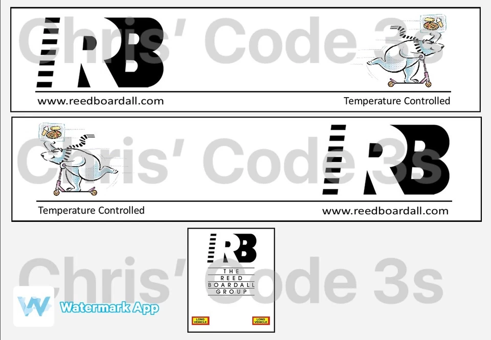 Code 3 Adhesive Vinyl Trailer Decal - Reed Boardall - 1/50 1/76 1/148 - Image 1 of 1