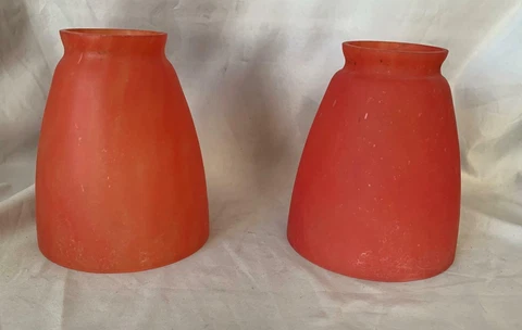 Red Vintage Art Deco Glass Shades Pair Nice! Cover