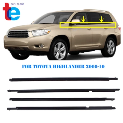 Cinturón de sellado de umbral moldura de ventana resistente al clima 4 piezas para Toyota Highlander 08-10 Foto 1 de 4