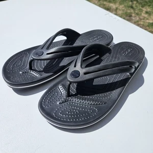 Crocs Crocband Damen Größe 11 Schwarz Weiß Riemen Slipper Flip Flop Sandalen 206100 - Bild 1 von 7