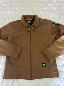 New Nwt Boys John Deere Barn Jacket Coat 6 7 Small Corduroy Collar Tractor Brown - Picture 1 of 5