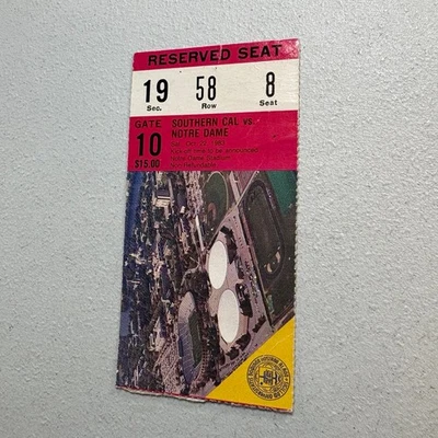 X 1983 Notre Dame vs USC Ticket Stub ND Stadium College Football Vintage - Image 1 of 4