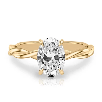 14k Yellow Gold Ring Lab Grown Oval 1.1 Carat IGI Certified Diamond Size 5 6 7 8 - Image 1 of 4