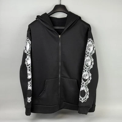 Sudadera con Capucha Punk Negra con Cremallera Gráfico Fase Lunar Manga Larga 3XL Foto 1 de 4