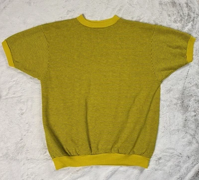 VTG 60's Penneys Towncraft Acrylic Crew Neck Striped Short Sleeve Sweatshirt L - Image 1 of 4