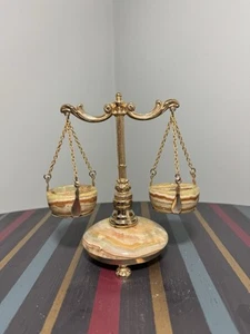 Vintage Onyx Scales of Justice - Decorative Piece 6 1/2” Tall - Picture 1 of 24