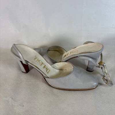 Deliso каблуки светло-синий итальянский кожаный слинга насос размер 8 - б/у - Изображение 1 из 4