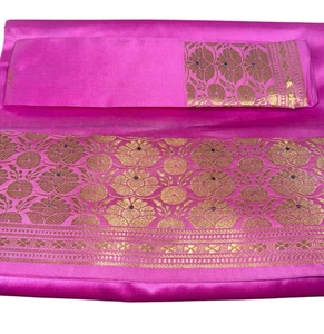 Sari donna indiano NUOVO broccato artificiale/ARTE SARI ROSA con pezzo camicetta - Foto 1 di 8
