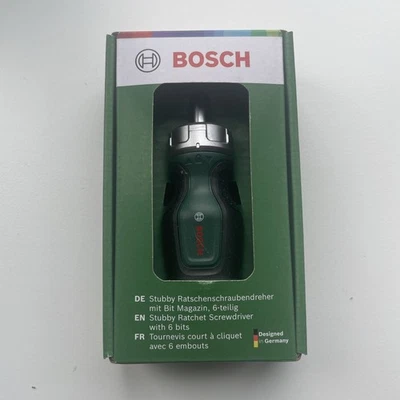 Bosch Stubby Ratchet Screwdriver with 6 Bits (Compact High-Torque Ratchet Screwd - Image 1 of 4