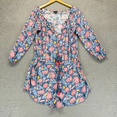 Mameluco romántico Ann Taylor Loft azul rosa para mujer S floral cottagecore boho Foto 1 de 4