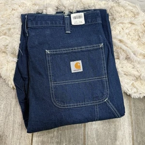Carhartt Carpenter Arbeitsjeans Herren Gr. 34x30 dunkelblau Waschung Latzhose Workwear - Bild 1 von 17