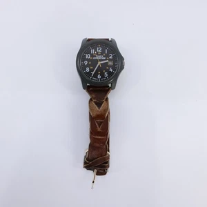 Reloj Timex Expedition para hombre 39 mm esfera negra correa de cuero marrón fecha Indiglo - Imagen 1 de 7