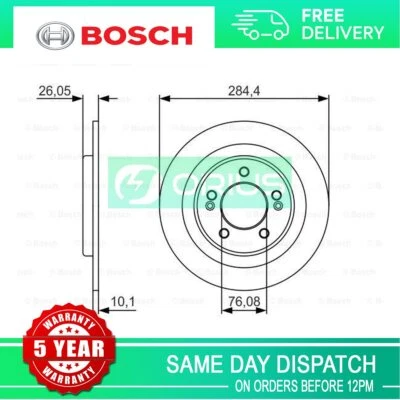 Fits i30 Cee'D Pro 1.0 1.4 CRDi 1.6 Bosch Rear 2x Brake Disc 58411A6200 - Image 1 of 4