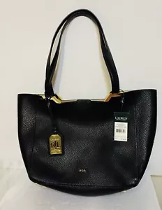 Neu mit Etikett Ralph Lauren Acadia große schwarze Ledertasche Tasche Handtasche - Bild 1 von 20