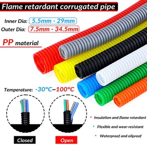 Conduit Spilt Cable Tidy Flexible Tube Convoluted Protection Tubing PP Organiser - Picture 1 of 15