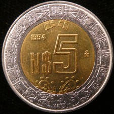 1994 Mexico N$5 5 Nuevos Pesos UNC KM 552 (285)
