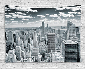 City Tapestry Manhattan Urban Scenery Print Wall Hanging Decor 80Wx60L Inches