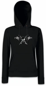 FISHING SKULL Damen Hoodie Kapuzenpullover Fisch Angler Angeln Angel Fluss - Picture 1 of 1