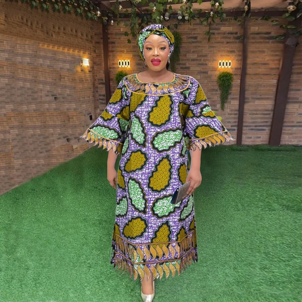 African Women's Clothing Traditional Embroidered Dress Party Wedding - Image 1 of 4