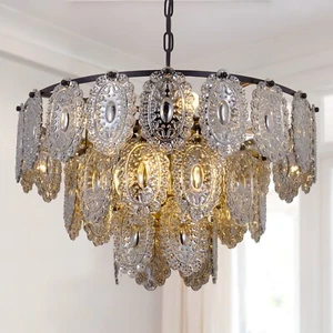23.6” 8 Light Vintage French Chandelier Recessed Ceiling Light with E14 Base - Picture 1 of 12