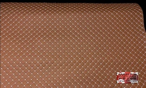 Diamond Quilted Faux Leather Vinyl Tan with White Fabric Foam Backed Upholstery - Picture 1 of 2
