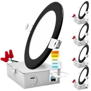 6 in. Canless Ultra Thin J-Box 12-Watt CCT 2700K - 5000K Remodel Integrated LED - Picture 1 of 7