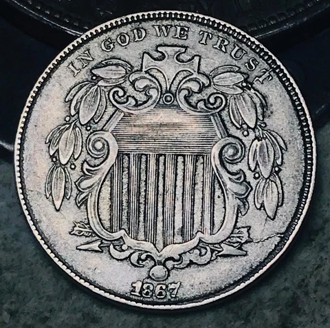 1867 Shield Nickel 5 Cents 5C Ungraded Choice No Rays US Coin CC18602 Cover