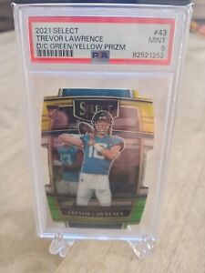 TREVOR LAWRENCE 2021 Select 43 Green Yellow Die-Cut Prizm RC PSA 9