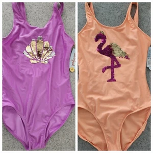 NEW Girls Cat & Jack Swimsuit Size XL 14/16 Reversible Sequins - Picture 1 of 13