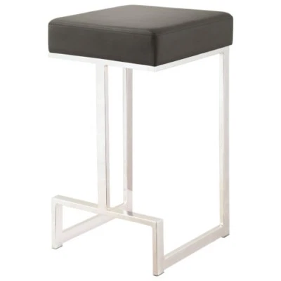 Contemporary Black Counter Height Stool with Chrome Base by Coaster 105253 - Image 1 of 2