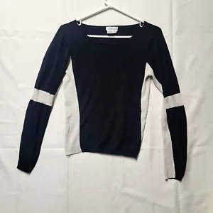 Barneys New York Small Slim Fit Sweater Bl & Wh Color Block Silk Nylon Spandex - Picture 1 of 7